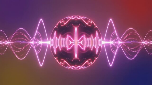 Vibrant pink neon waveform pattern on a gradient background for tech or music visuals