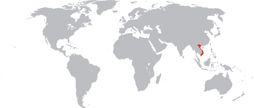 Vietnam Highlighted on World Map Vector Design