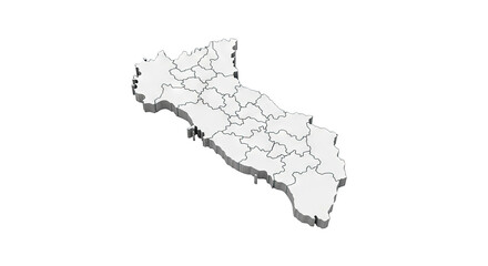Obraz premium 3D Map of Italy Divided into Regions