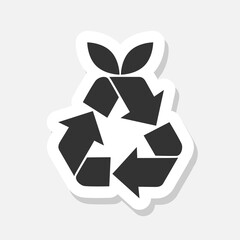 Green recycle or recycling arrows flat icon sticker isolated on gray background