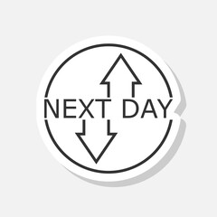 Next day delivery icon sticker isolated on gray background