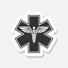 Medical alert emergency EMS icon sticker isolated on gray background