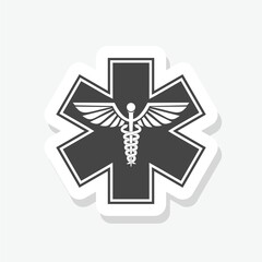 Medical alert emergency EMS icon sticker isolated on gray background