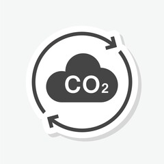 Net zero carbon footprint icon sticker isolated on gray background
