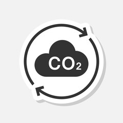 Net zero carbon footprint icon sticker isolated on gray background