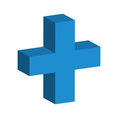 Obraz premium 3D Plus Add Symbol Icon Blue transparent background