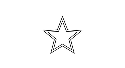Obraz premium A simple outline of a five pointed star with a double line border on a white backdrop.