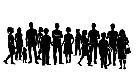 Diverse Group of People Silhouettes Standing Together.