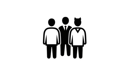 Three diverse people standing together as a team.