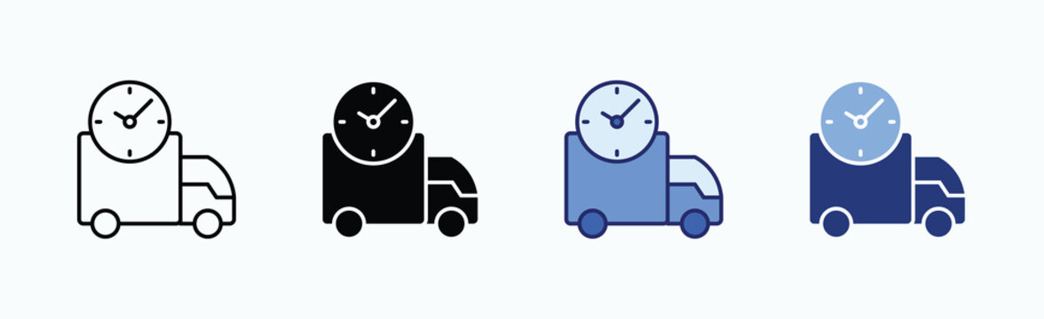 On Time Icon Sheet Multiple Style Collection Isolated Vector