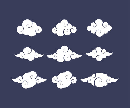 Chinese Clouds. Set of traditional lucky cloud icons