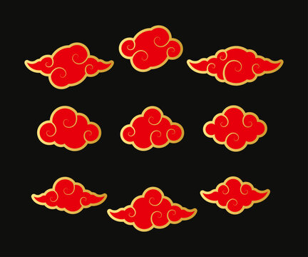 Chinese Clouds. Set of traditional lucky cloud icons