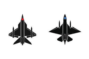 Fighter Jet Military Plane Silhouette Icon Vector Illustration Design
