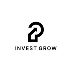 initial P Invest Grow Logo Vector Icon Modern Investment Growth Finance Symbol
