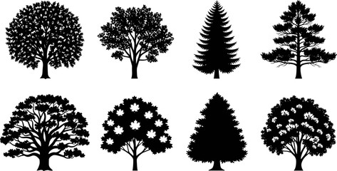 Collection of Vintage Street Lamp and Antique Wall Sconce Silhouettes Showing Classic Style Fixtures and Ornate Posts for Park Lighting, Urban, and Architectural Design Vector Illustration