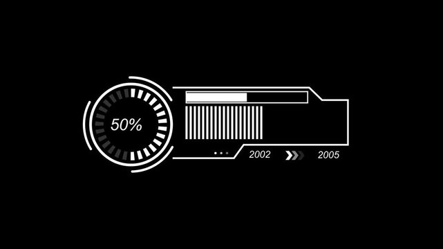 New year 2002 loading bar animation Year changing from 2002 to 2005. Loading bar from 2002 to 2005 new year transfer animation. Almost reaching New Year on black background.