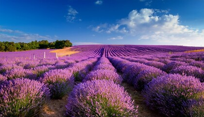 Obraz premium serene lavender fields under a clear blue sky