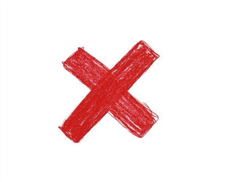 A simple, hand-drawn red "X" composed of two intersecting strokes on a white background