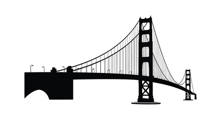 Obraz premium A striking black graphic depicts the golden gate bridge in san francisco california rendered as a bold silhouette high quality