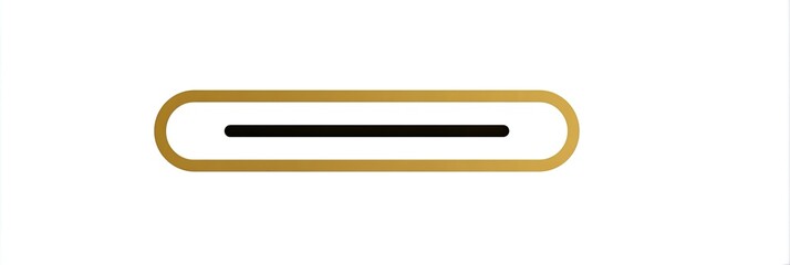 Obraz premium A horizontal capsule with a black line inside, gold outline on a white backdrop
