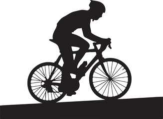 Fototapeta premium Cyclist silhouette with road bike vector 