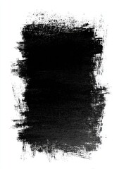 Black rectangular textured brushstroke on white background. Edges are rough and uneven