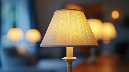 Warmly Lit Table Lamp with Blurred Background.