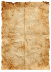 Aged, textured parchment paper, creased from folds, with a worn and stained appearance
