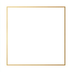 A gold square frame encapsulates a white, empty space against a stark white background