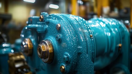 Wet heavy machinery detail.