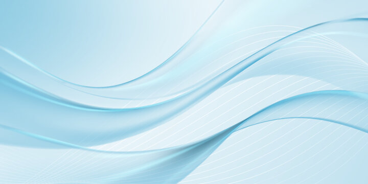 Smooth, flowing light blue curves with subtle white highlights and layered wavy lines.