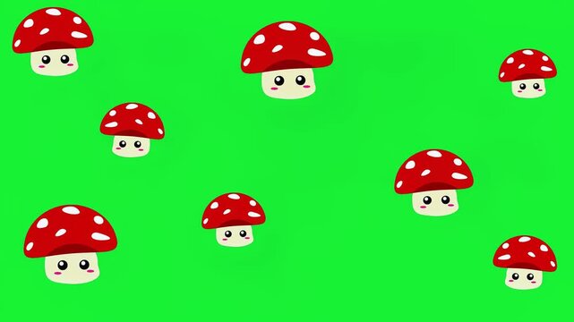Cute Kawaii Red Mushroom Seamless Pattern | Whimsical Fantasy Cartoon Fungus Background