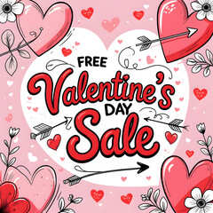 Free vector valentines day sale in cute style on pink background