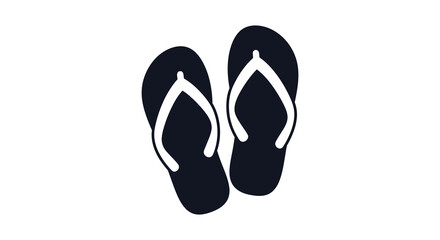 A pair of black flip flops are displayed against a white background creating a stark contrast silhouette high quality professional detailed