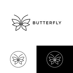 butterfly logo collection with line art style. logo design vector illustration