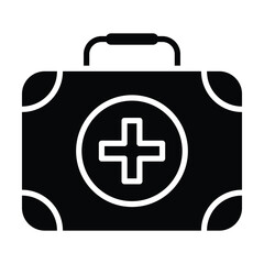 Obraz premium First Aid Kit Bag Icon, Medical And Healthcare Related Solid Style Vector Icon.