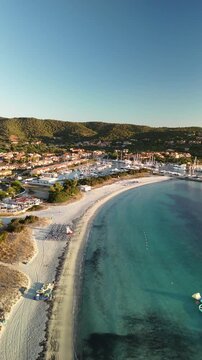 Aerial view of Porto Ottiolu, Budoni, Sassari, Sardinia, Italy