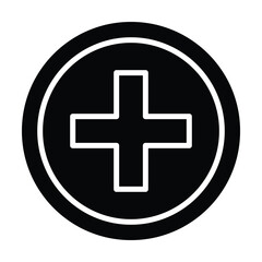 Obraz premium Medical Cross Icon, Medical And Healthcare Related Solid Style Vector Icon.