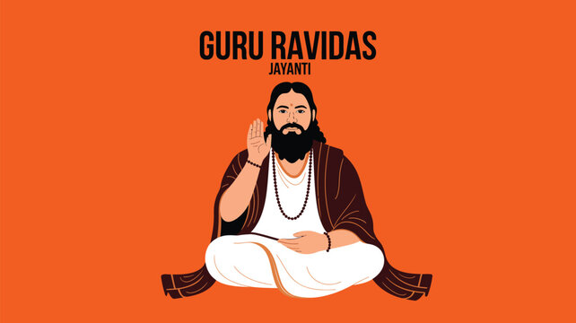 guru ravidas jayanti illustration with saint ravidas seated in meditation celebrating spiritual heritage devotion and cultural tradition