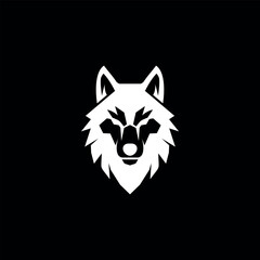 Obraz premium White Wolf Logo on Black Background for Modern Premium Branding