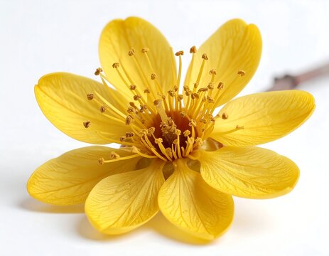 Witch Hazel (Hamamelis) - yellow flower on white background