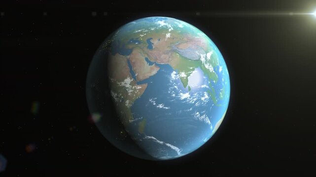 Location and map of Bangladesh on the surface of the earth at day.