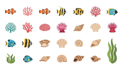 Collection of Various Cartoon Sea Creatures. © Afif