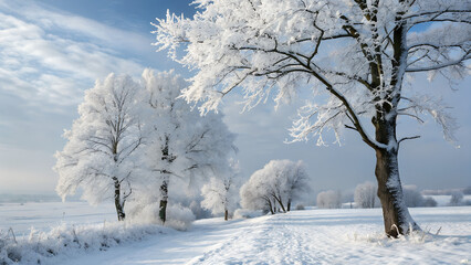 Picturesque view of snow covered trees
