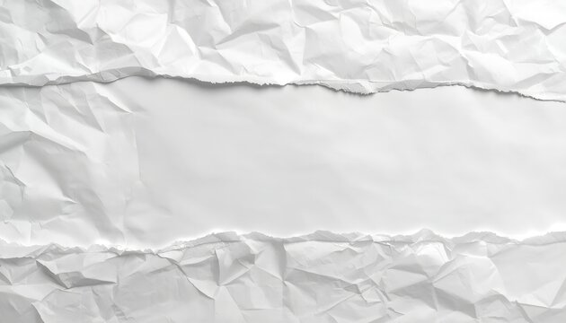 A close-up view of crumpled white paper with torn edges