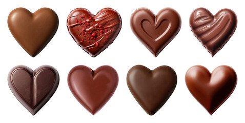 Obraz premium PNG Assorted heart-shaped chocolate delights, element set on transparent background
