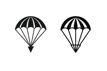 Parachute Line Art Silhouette Icon Skydiving and Air Sports Design