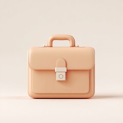 A minimalist, peach-colored briefcase isolated against a matching light background