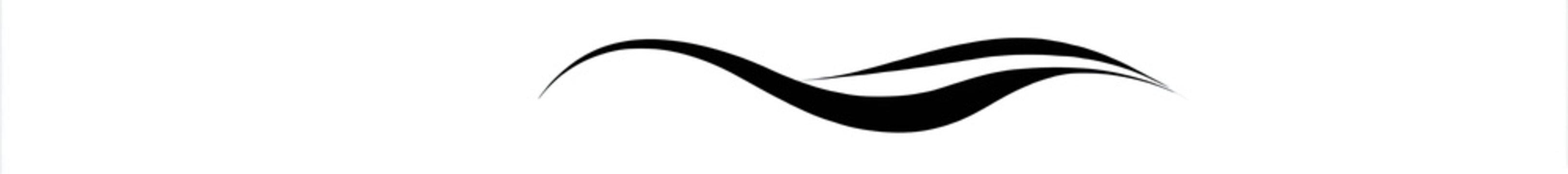 A stylized, abstract black wave over a white background with blurred edges