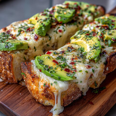 
Cheesy Garlic Bread Toast with Herbs and Avocado Topping